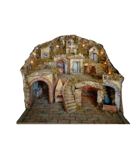 Presepe Napoletano con forno, mulino e cascata