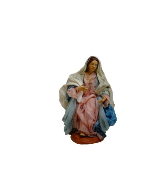 Statuina Madonna vestita 22cm di terracotta per presepe