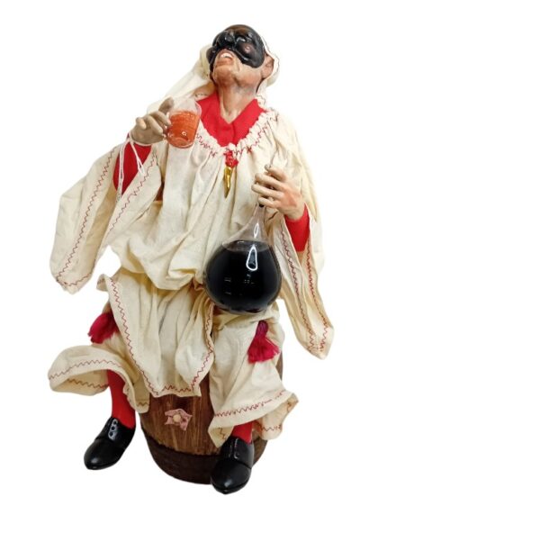 Pulcinella seduto con fiasco altezza 35 cm - immagine 3