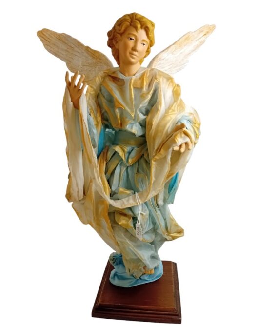 Angelo in terracotta vestito altezza 40cm per presepe napoletano