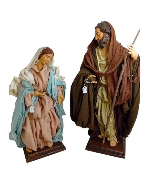 San Giuseppe e Madonna in terracotta vestiti altezza 40 cm