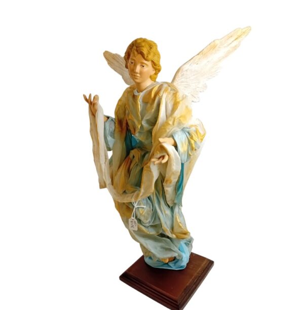 Angelo in terracotta vestito altezza 40cm per presepe napoletano - immagine 2