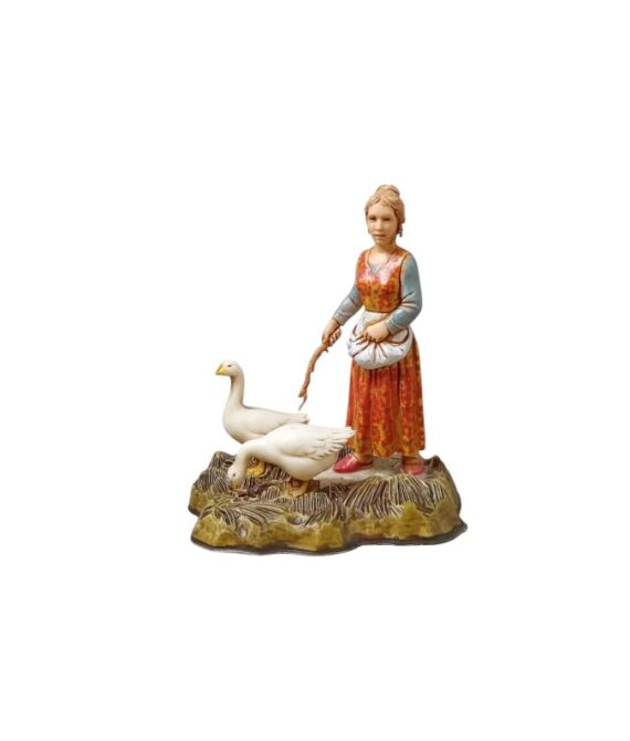 Pastore statuina Donna con oca 10 cm Landi Moranduzzo